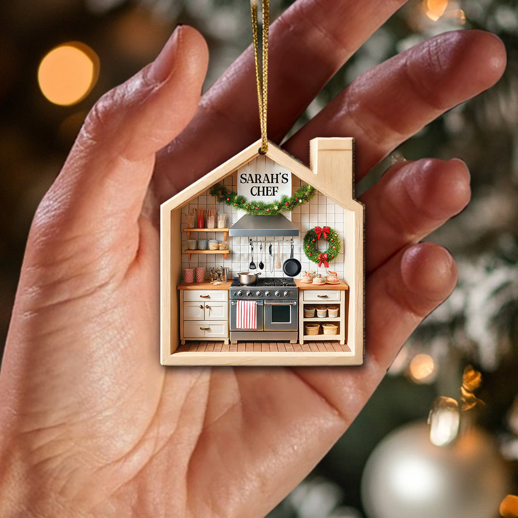 Blisscorners Custom Name Chef Kitchen Ornament, Chef Kitchen Christmas Decoration2D Flat LM2211