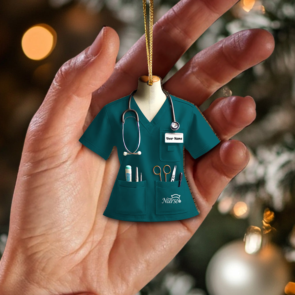 Blisscorners Custom Name Nurse Ornament, Home Decor Christmas Gift2D Flat LM2111