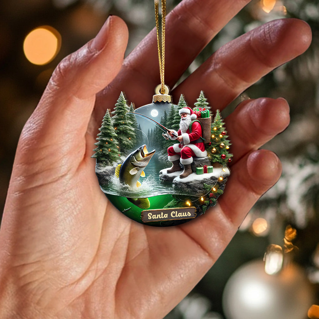Blisscorners Custom Name Santa Fishing Ornament, Fishing Lover Christmas Gift2D Flat LM2211