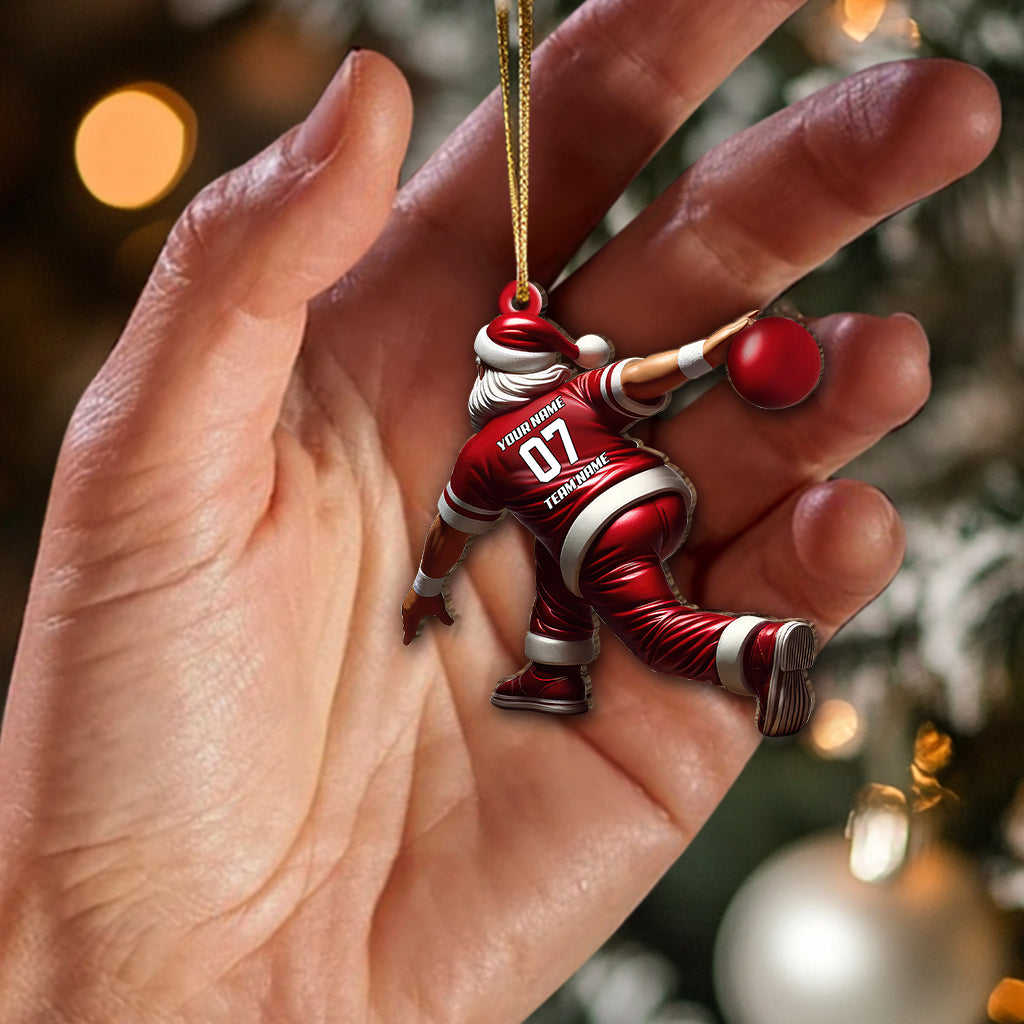 Blisscorners Custom Name Bowling Santa Ornament, Bowling Lover Christmas Gifts2D Flat LM2211