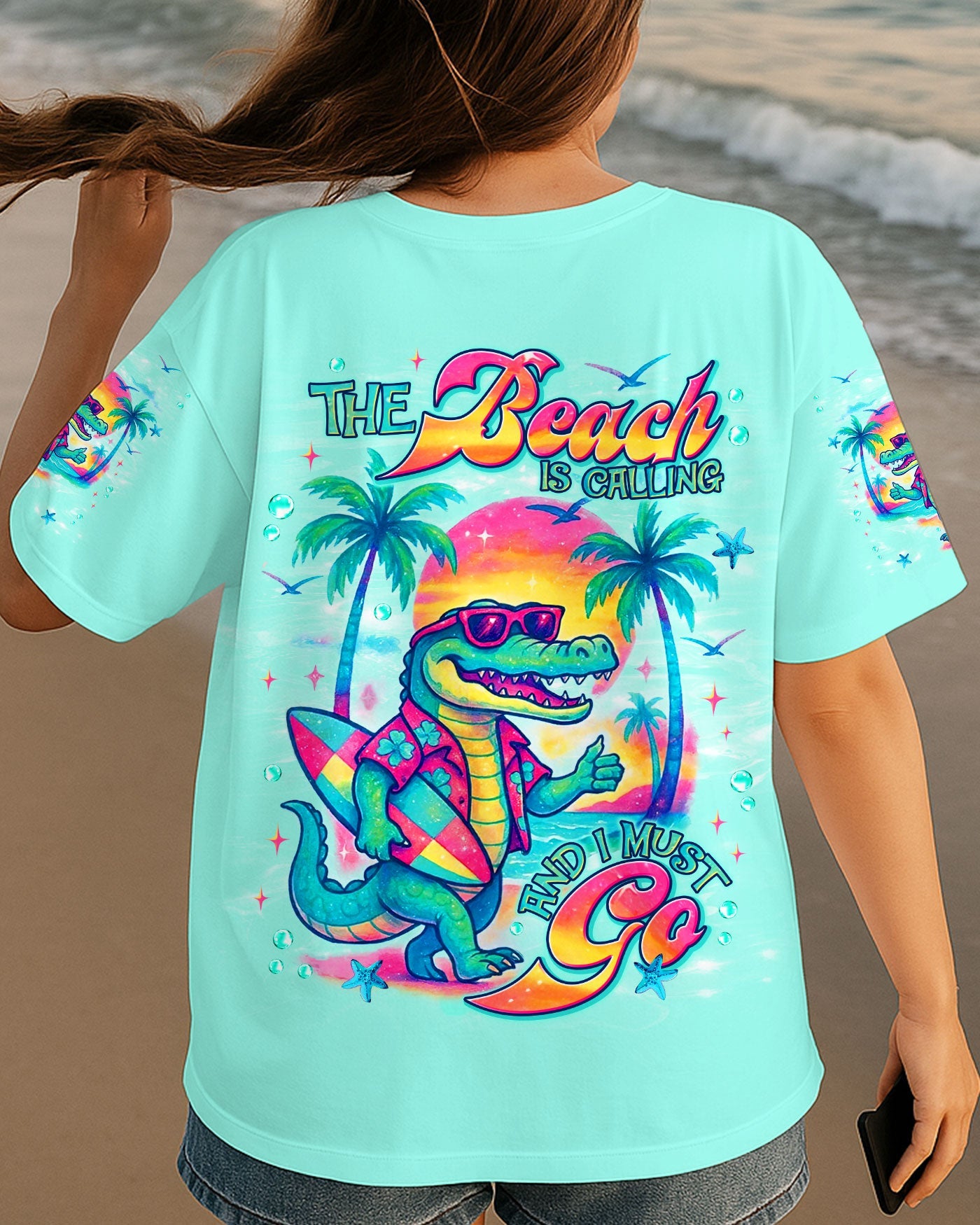 BLISSCORNERS THE BEACH IS CALLING AND I MUST GO ALLIGATOR ALL OVER PRINT
