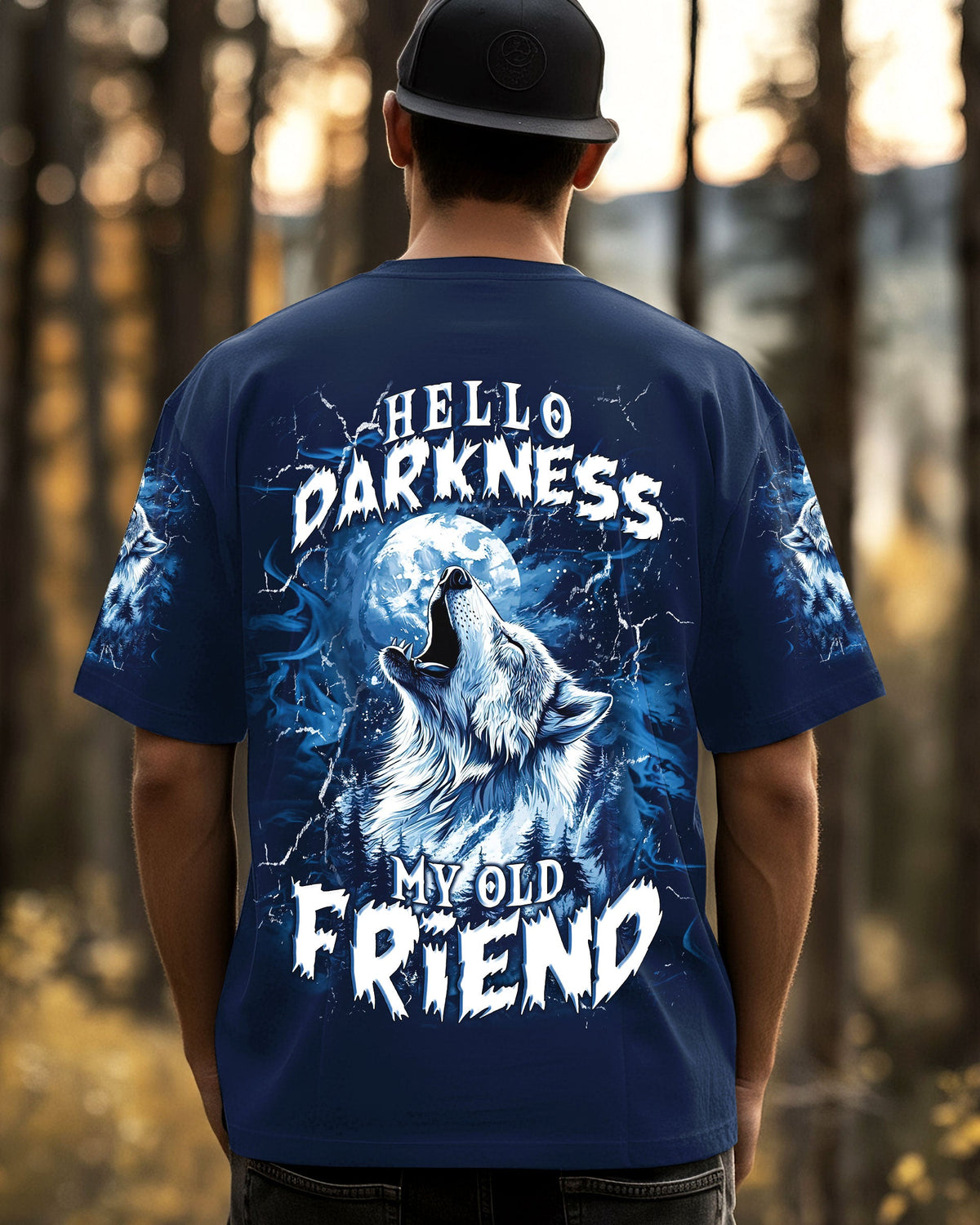 BLISSCORNERS HELLO DARKNESS MY OLD FRIEND WOLF ALL OVER PRINT