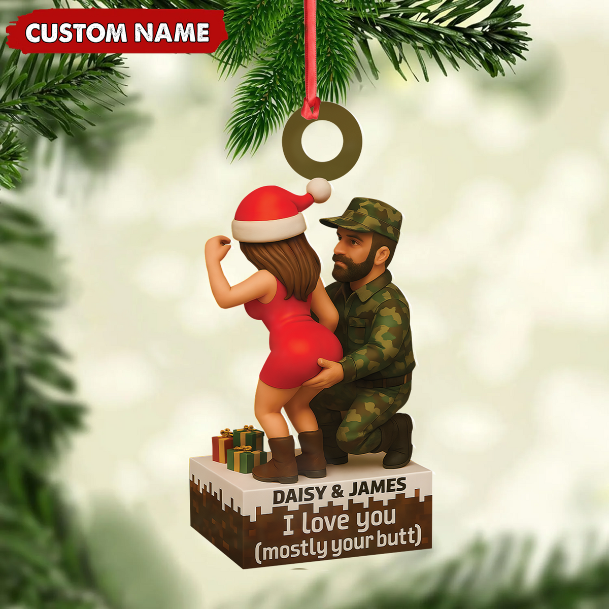 Blisscorners Personalized Funny Hunter Couple Acrylic Ornament - Custom Name Christmas Gift for Him or Her LM0411