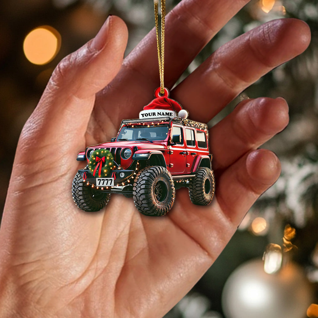 Blisscorners Custom Name Jeep Ornament, Christmas Gift for Jeep Lover2D Flat LM2211