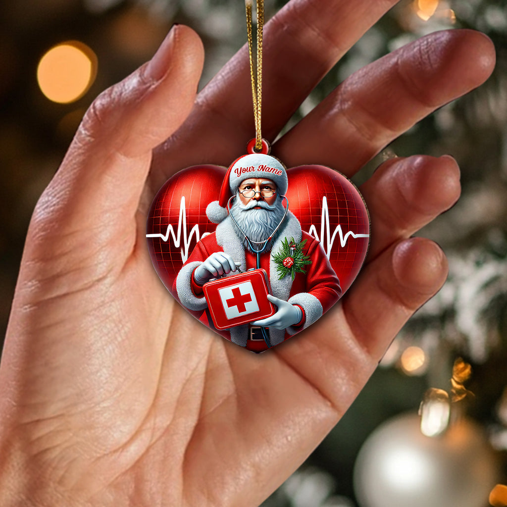 Blisscorners Custom Name Santa Nurse Ornament, Home Decor Christmas Gift2D Flat LM2211