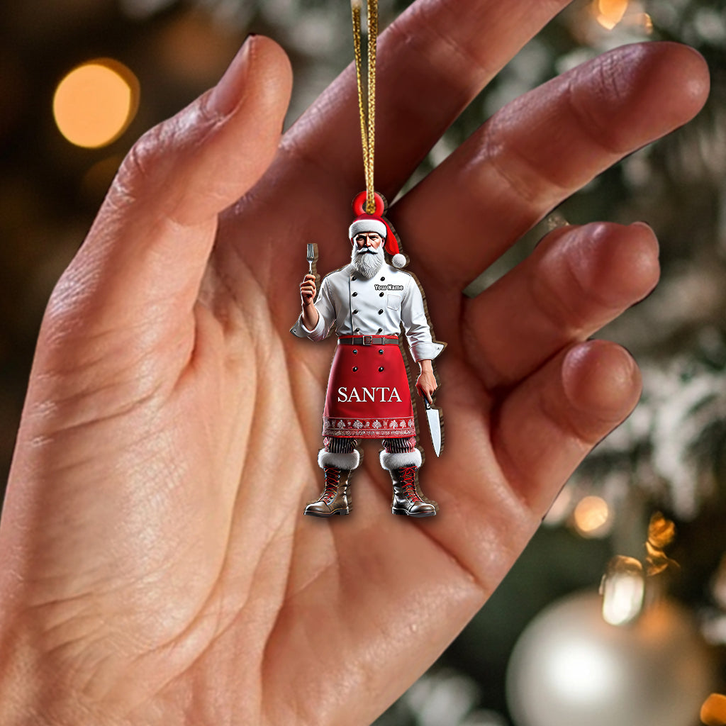 Blisscorners Custom Name Chef Santa Ornament, Christmas Gift for Cooking Lover2D Flat LM2111