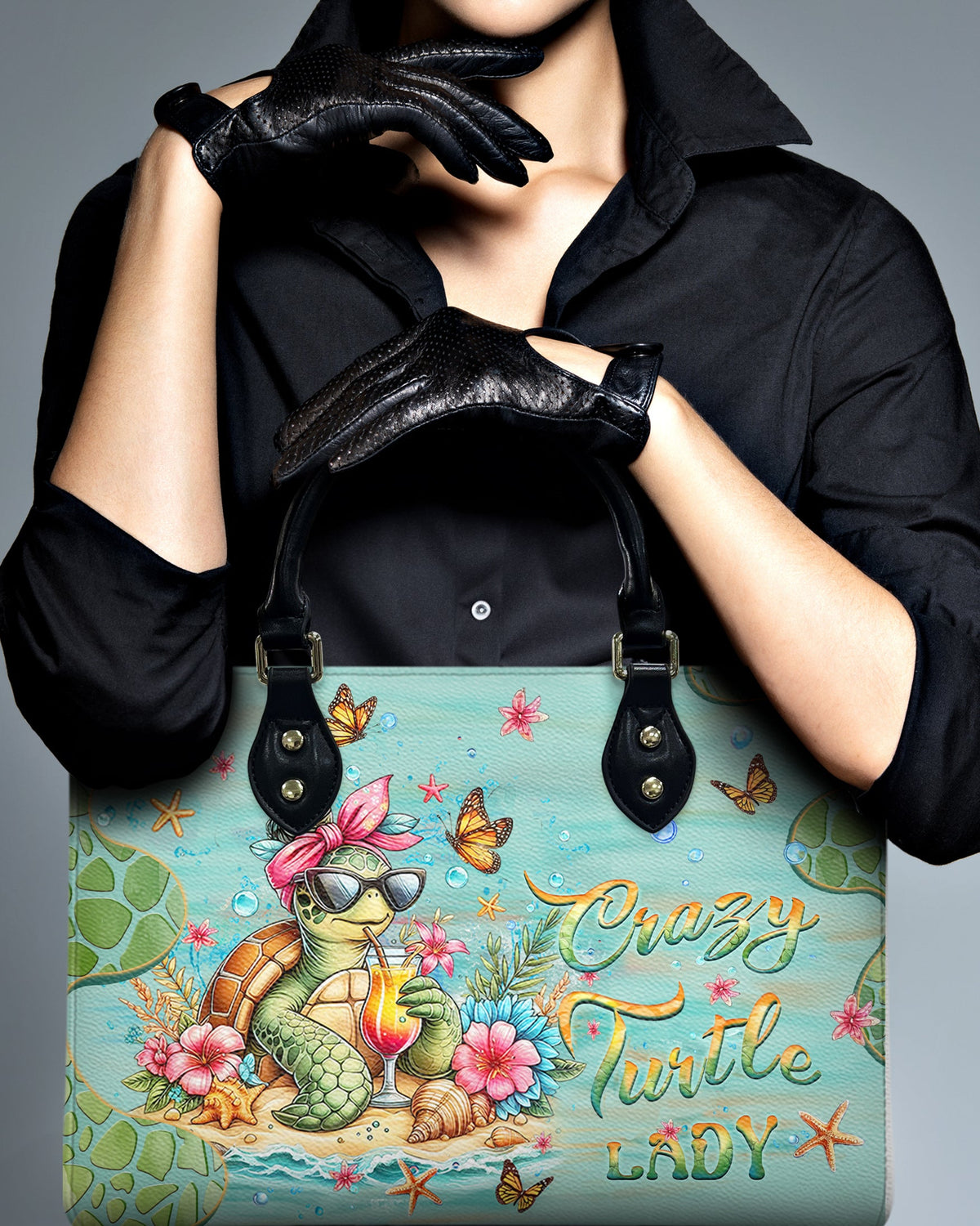 BLISSCORNERS CRAZY TURTLE LADY LEATHER HANDBAG