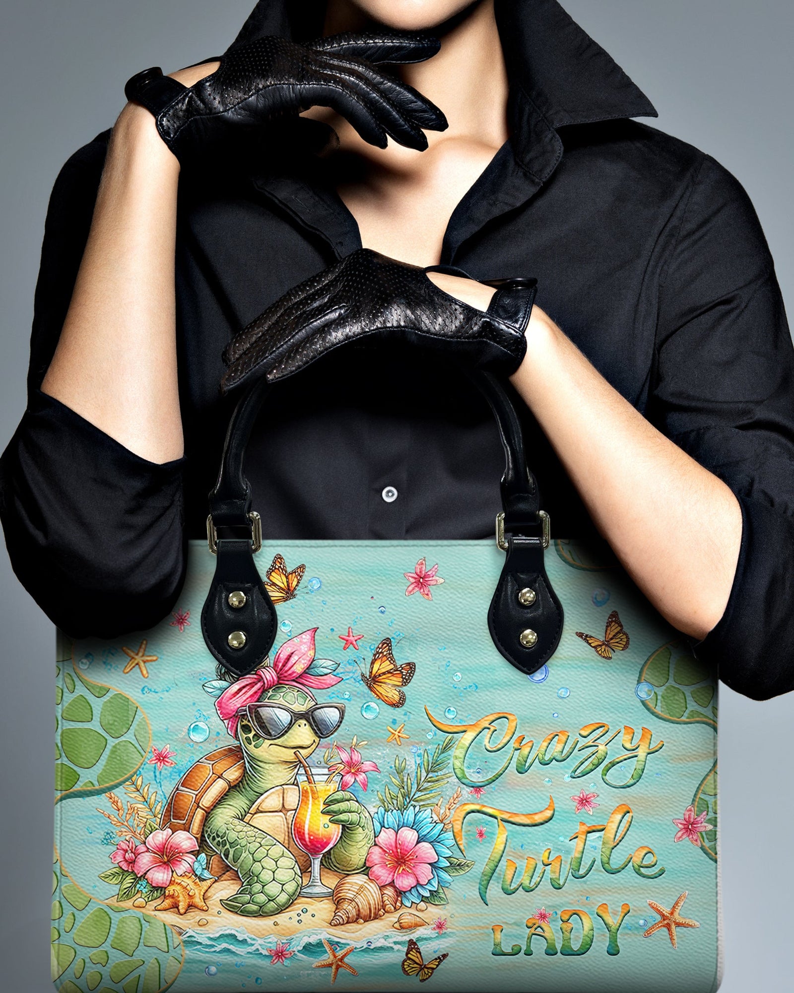 BLISSCORNERS CRAZY TURTLE LADY LEATHER HANDBAG