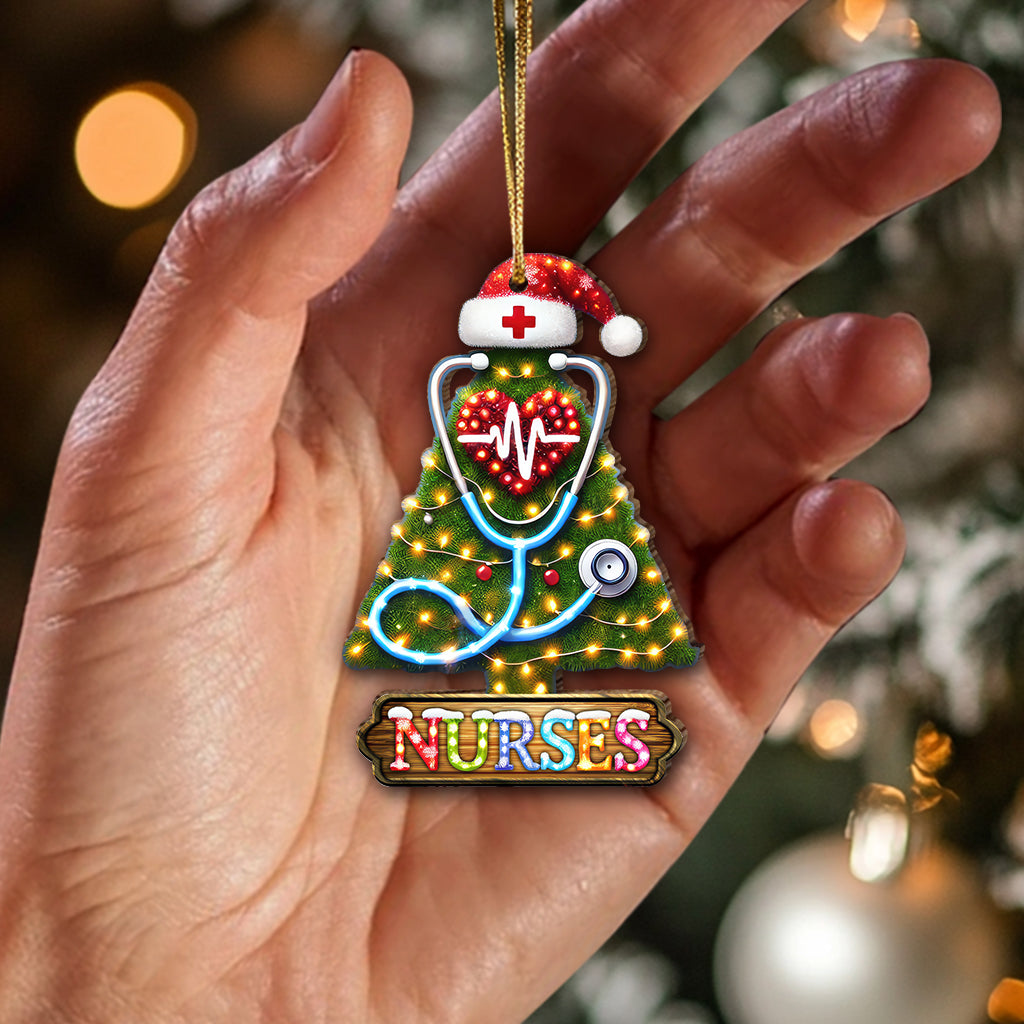 Blisscorners Custom Name Nurse Ornament, Home Decor Christmas Gift2D Flat LM2211