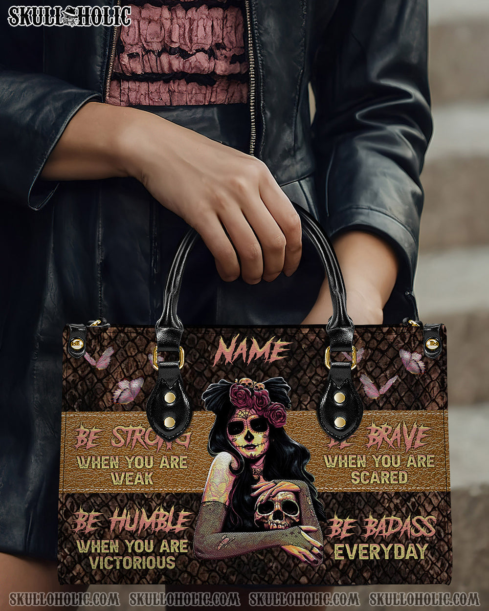 BLISSCORNERS BE STRONG WHEN YOU ARE WEAK LEATHER HANDBAG
