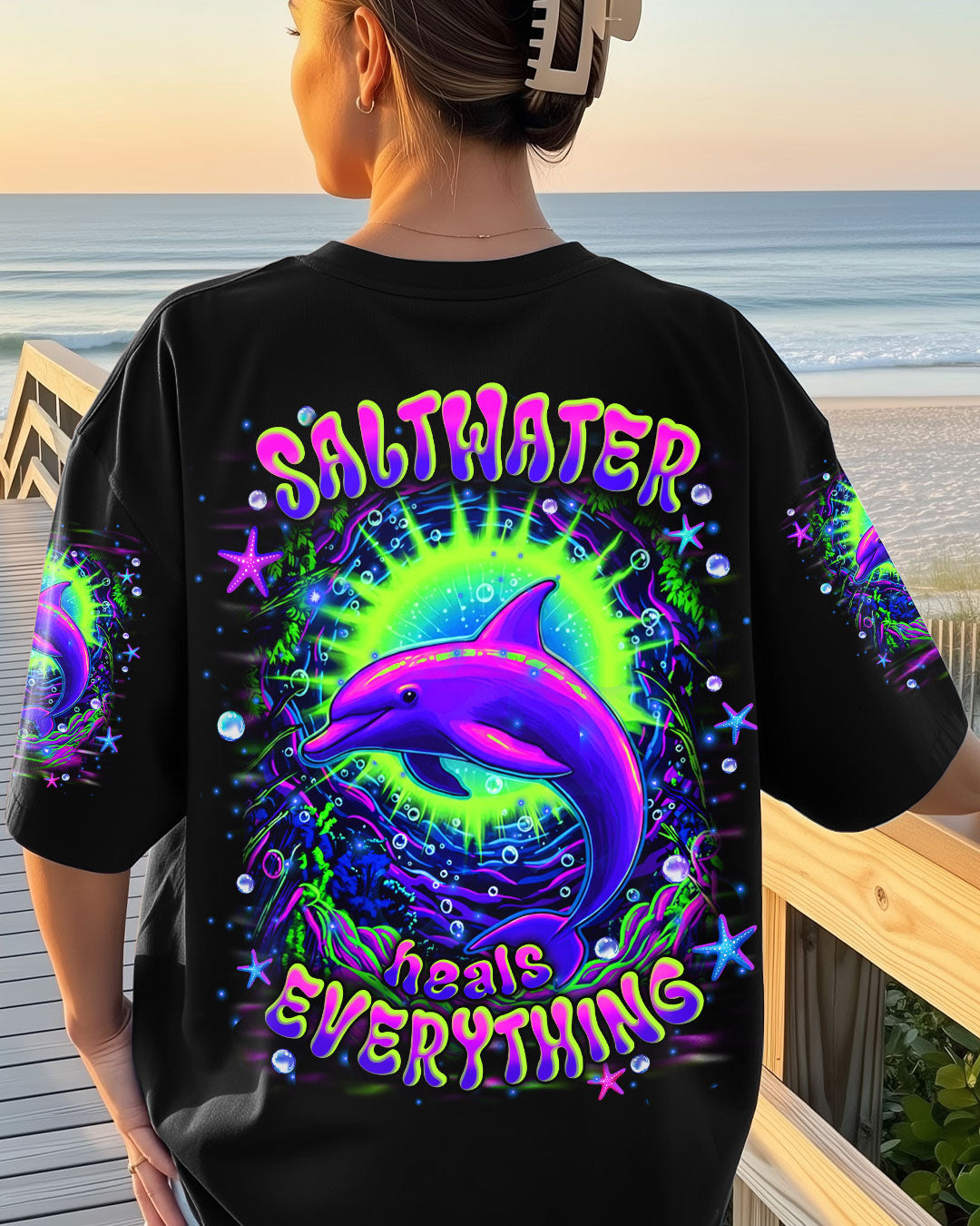 BLISSCORNERS SALTWATER HEALS EVERYTHING DOLPHIN ALL OVER PRINT