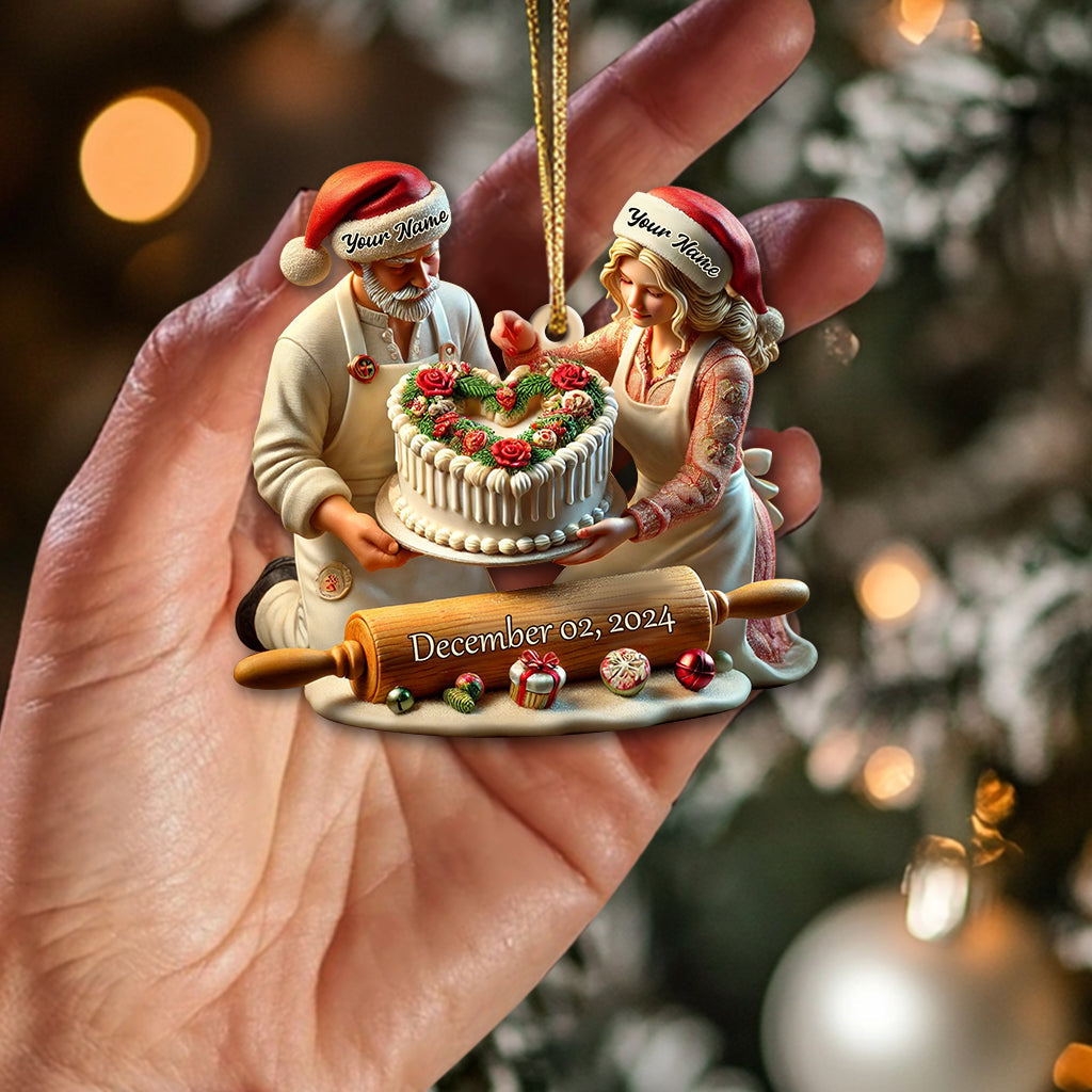 Blisscorners Custom Name Baker Couple Ornament Ornament, Lover Christmas Gift2D Flat LM2111