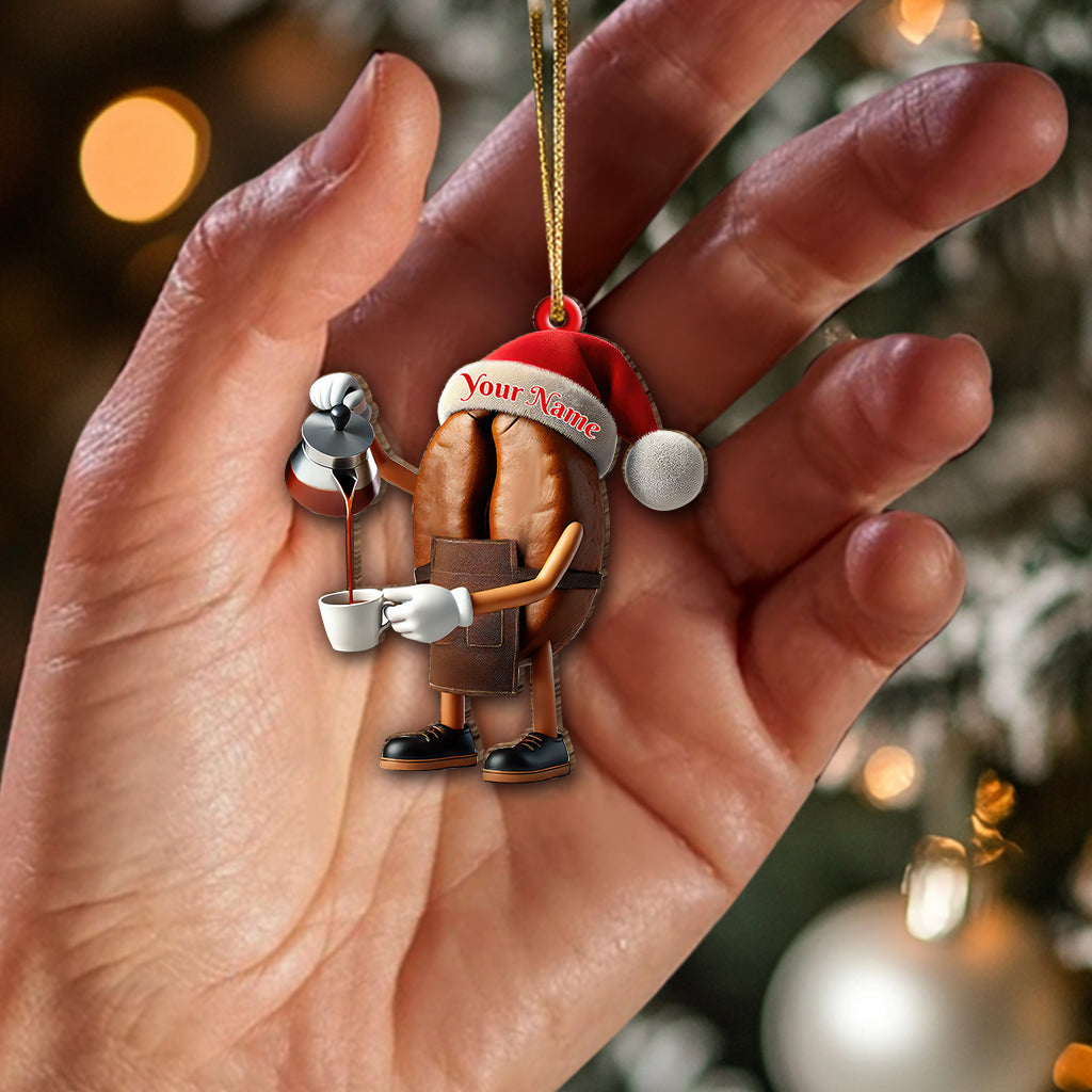 Blisscorners Custom Name Santa Coffee Ornament, Home Decor Christmas Gift2D Flat LM2211