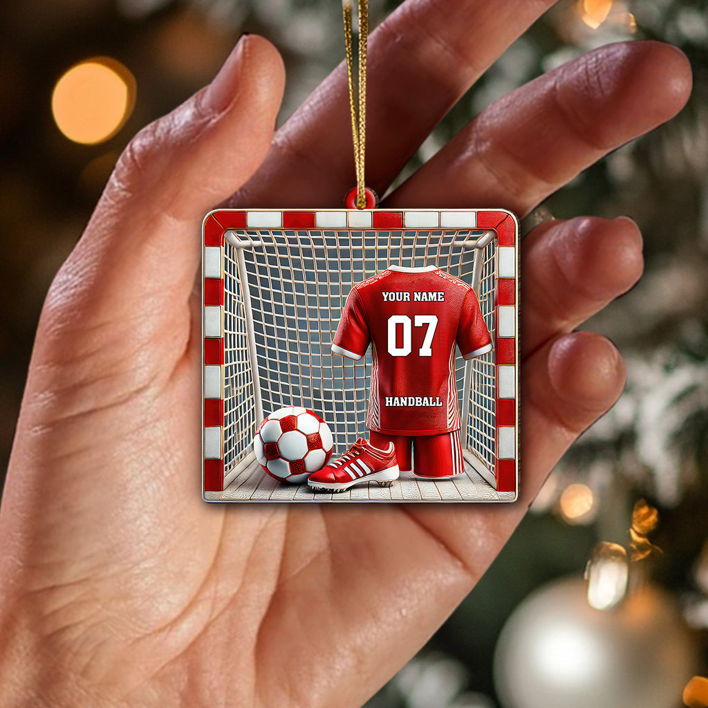 Blisscorners Custom Name and Number Handball Ornament, Christmas Gift for Handball Lovers2D Flat LM2211
