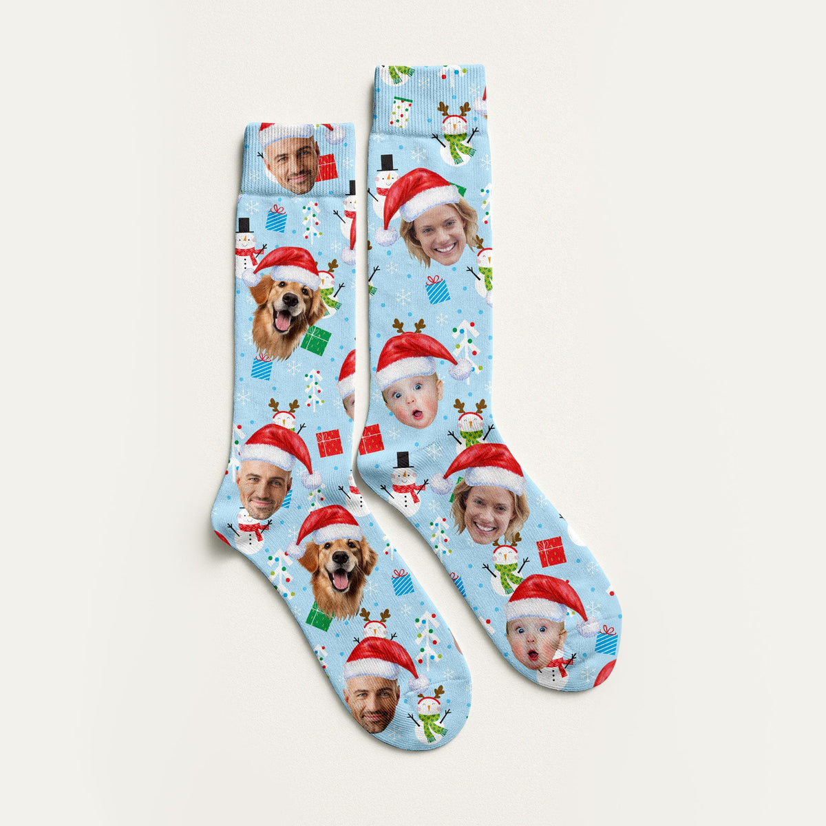 Blisscorners Custom Face Cute Snowman Pastel Blue Golf Socks, Christmas Golf Socks, Golf Gift IdeaLM2611