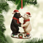 Blisscorners Christmas Bear Couple Figurine Acrylic Ornament - Cute Holiday Decor for Couples, Polar and Brown Bear Love Statue, Romantic Christmas Gift for Him or Her
