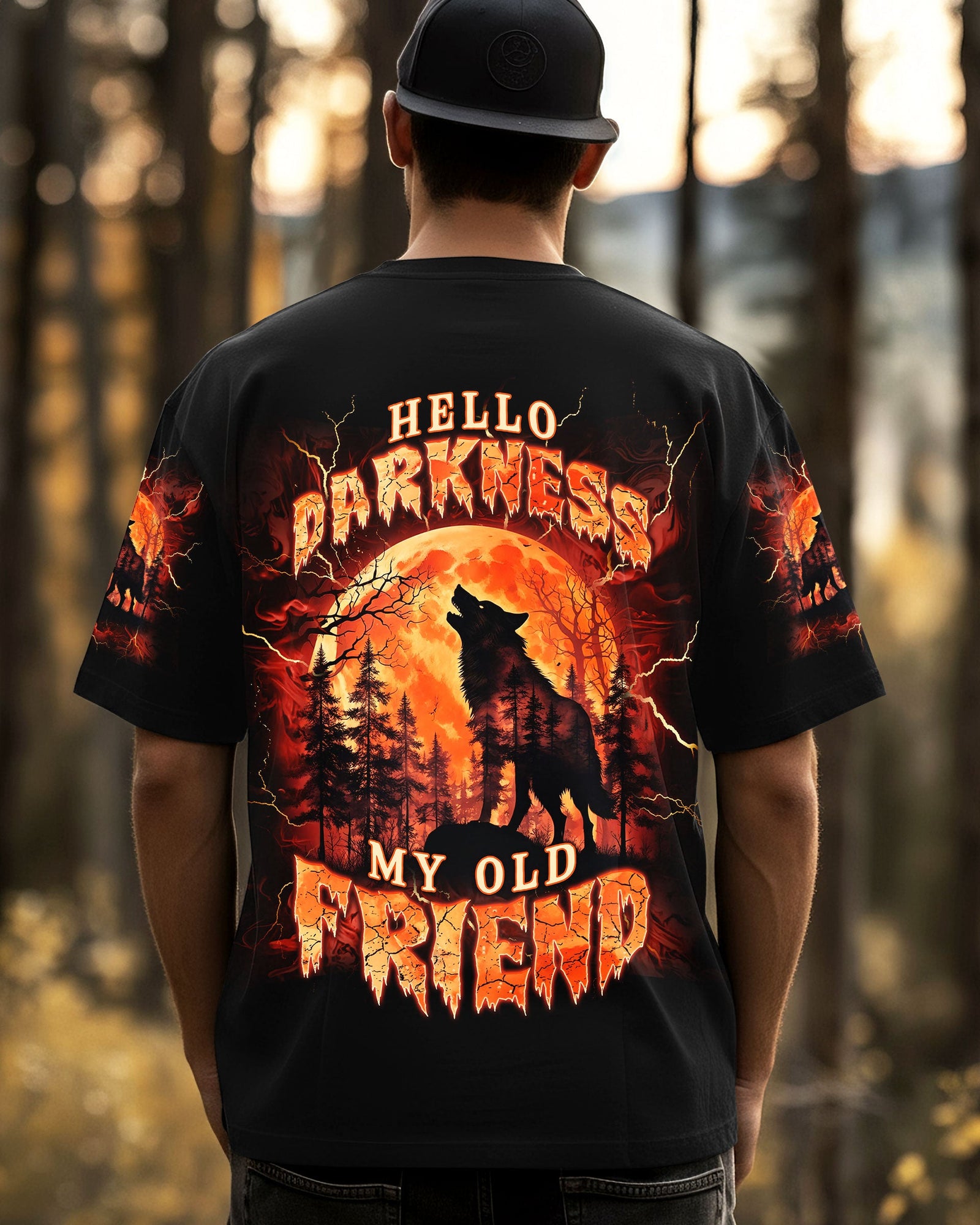 BLISSCORNERS HELLO DARKNESS MY OLD FRIEND WOLF ALL OVER PRINT