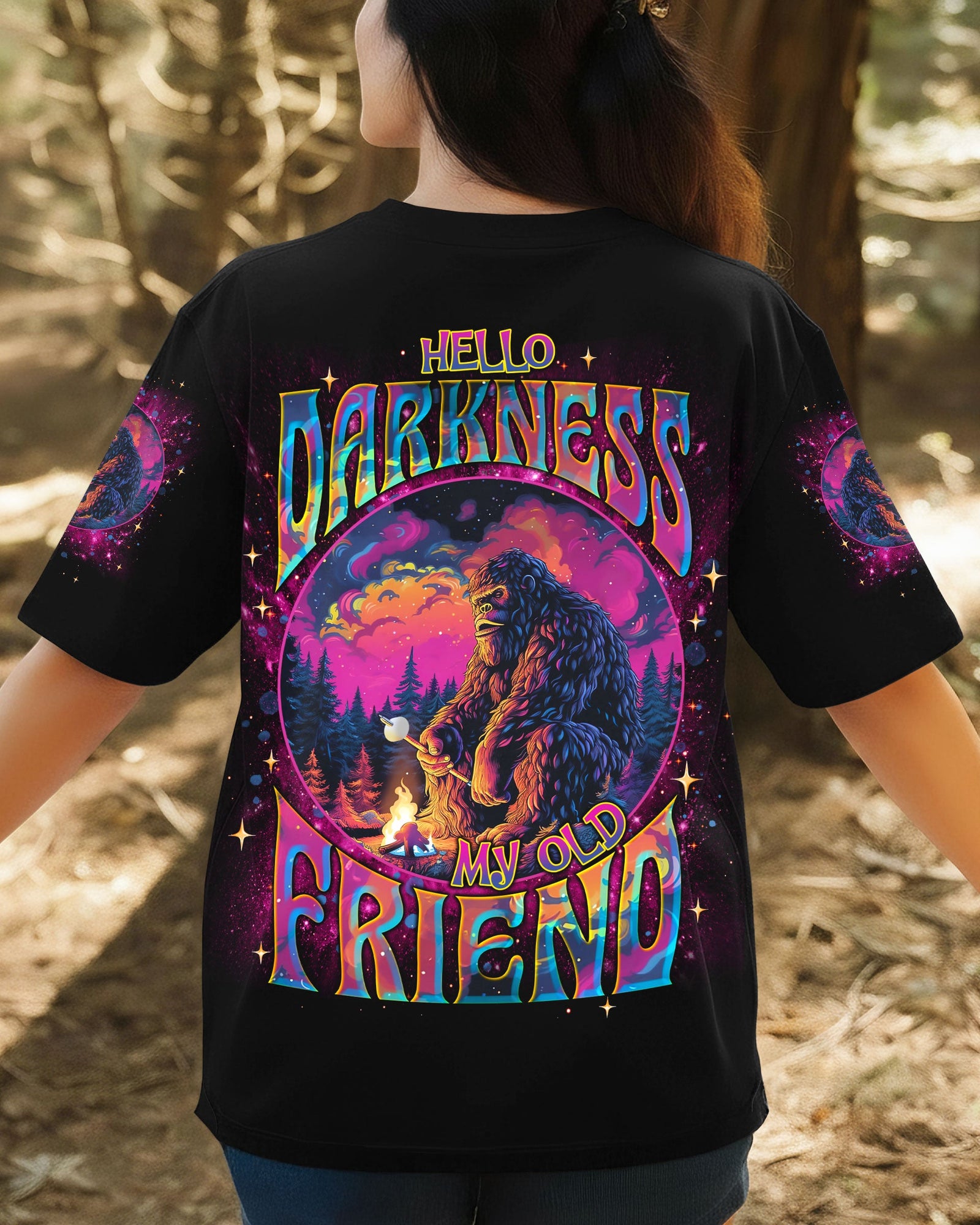 BLISSCORNERS HELLO DARKNESS MY OLD FRIEND BIGFOOT ALL OVER PRINT