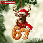 Blisscorners Personalized Deer Christmas Ornament, 67 Gingerbread Number Decoration 2025, Funny Buck Birthday Holiday Tree Gift