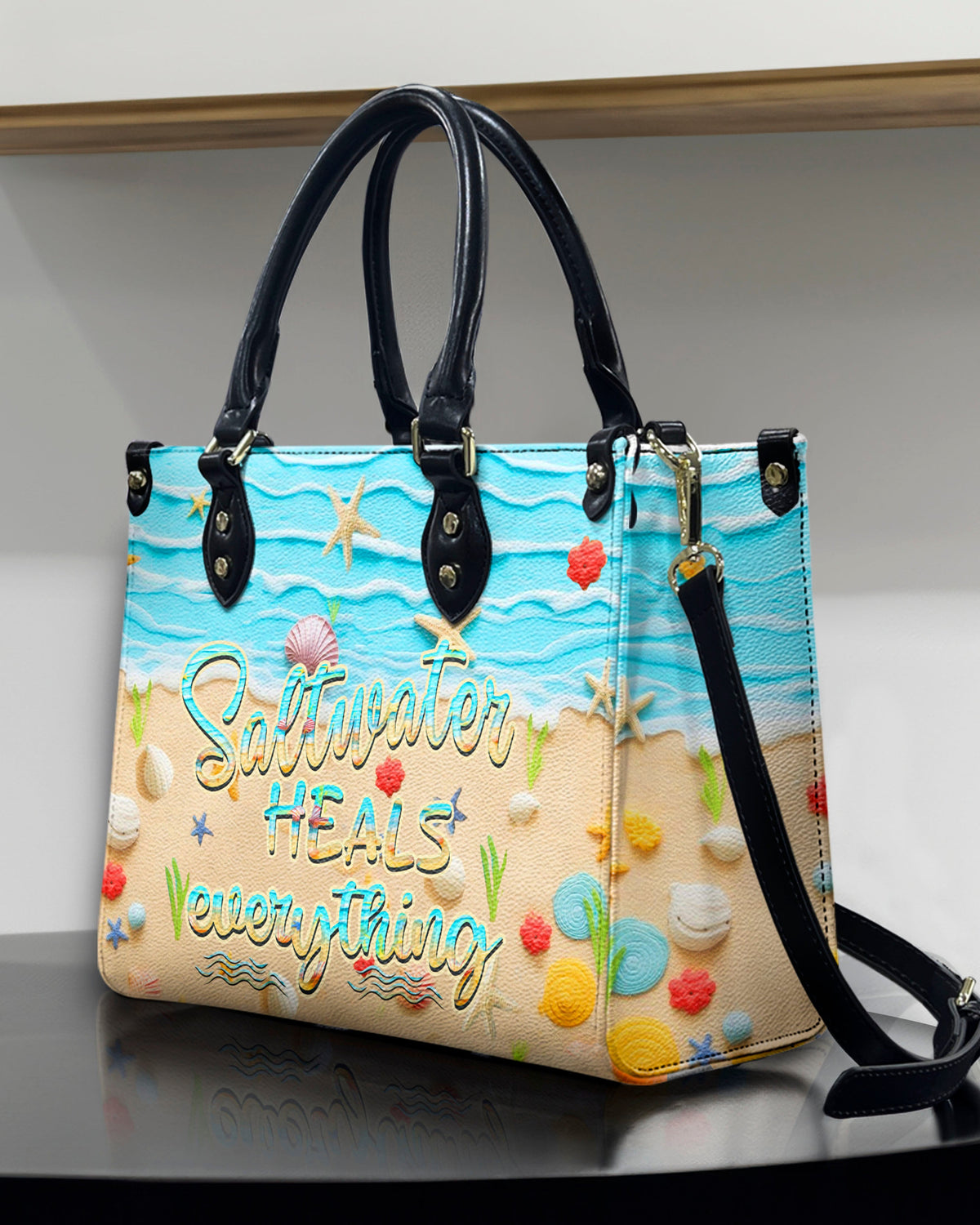 BLISSCORNERS SALTWATER HEALS EVERYTHING LEATHER HANDBAG