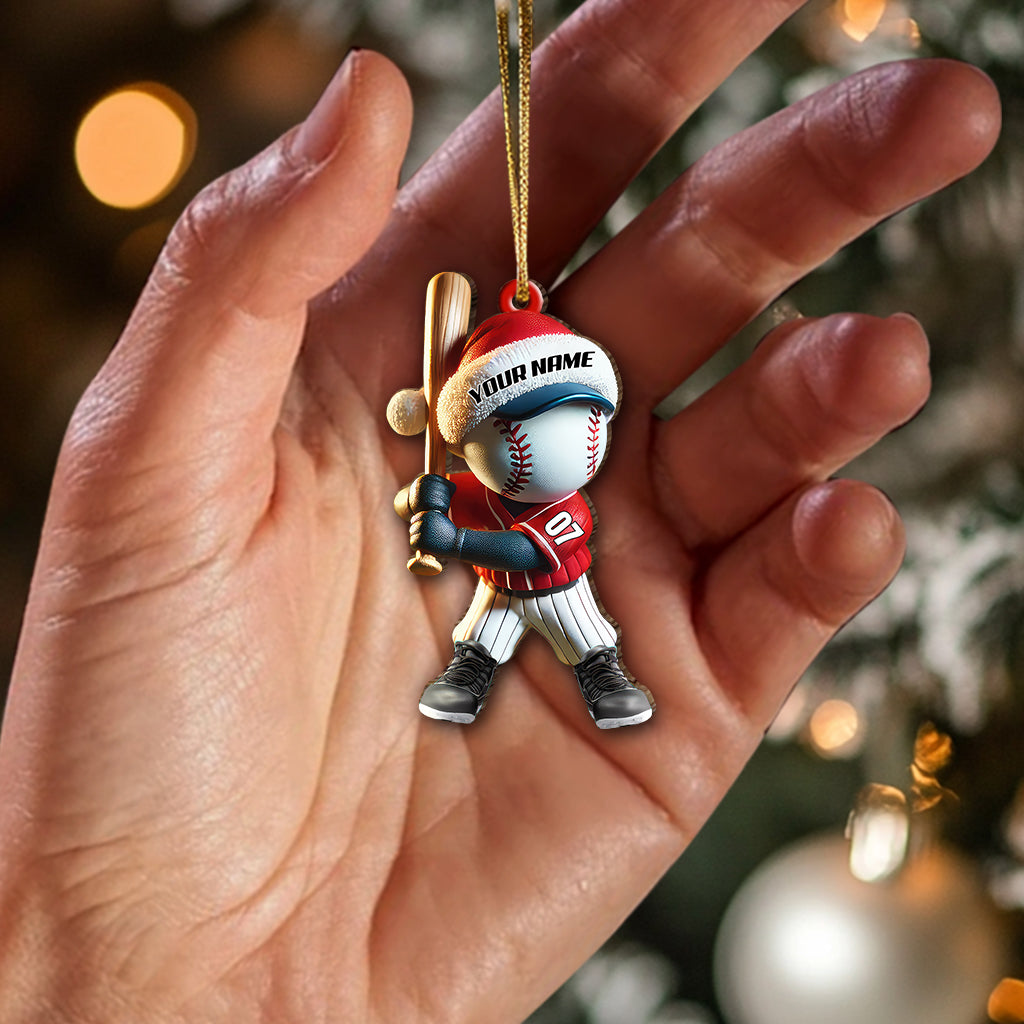 Blisscorners Custom Name Baseball Ornament, Baseball Lover Christmas Gift2D Flat LM2211