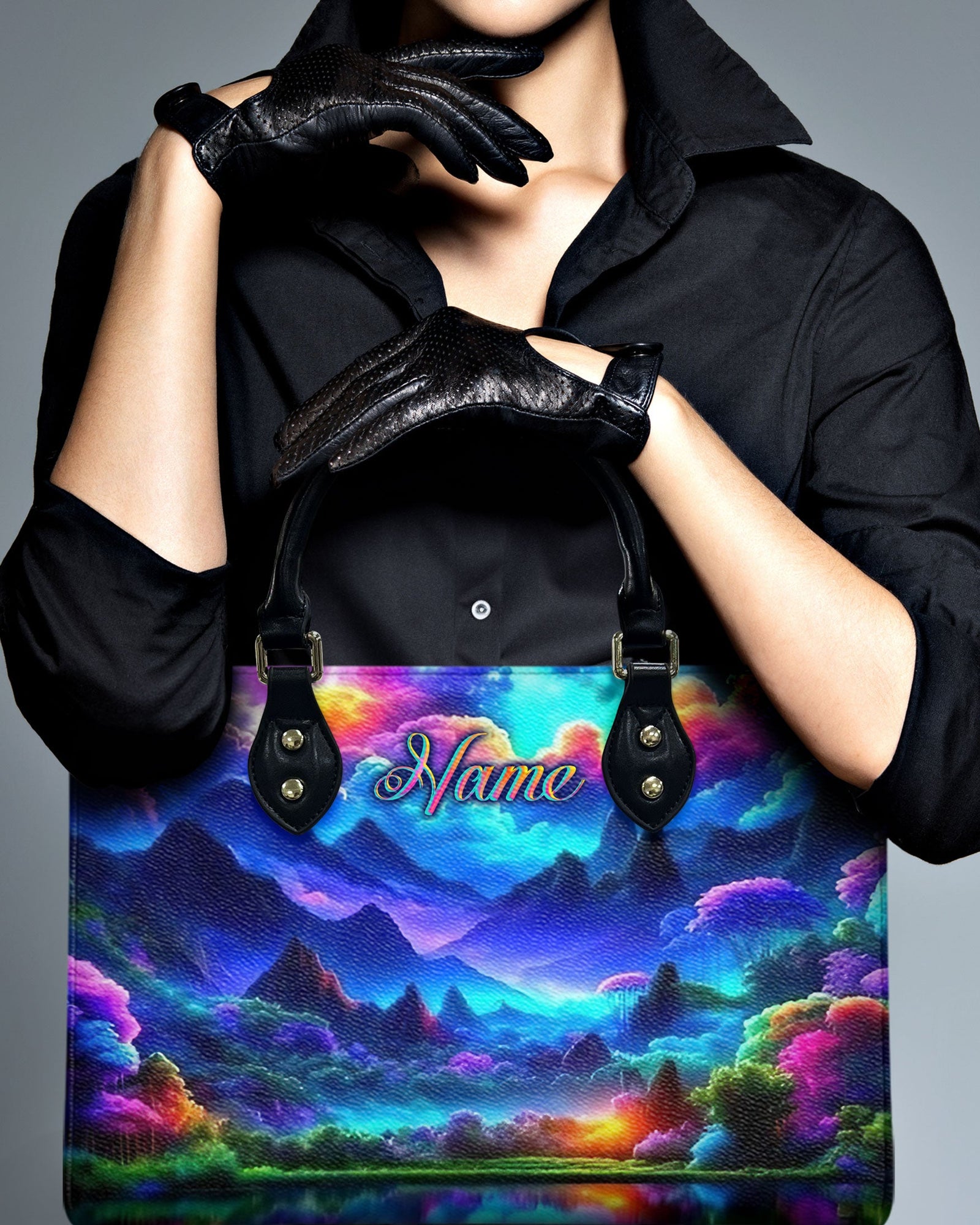 BLISSCORNERS GLOWING NATURE SCENE LEATHER HANDBAG