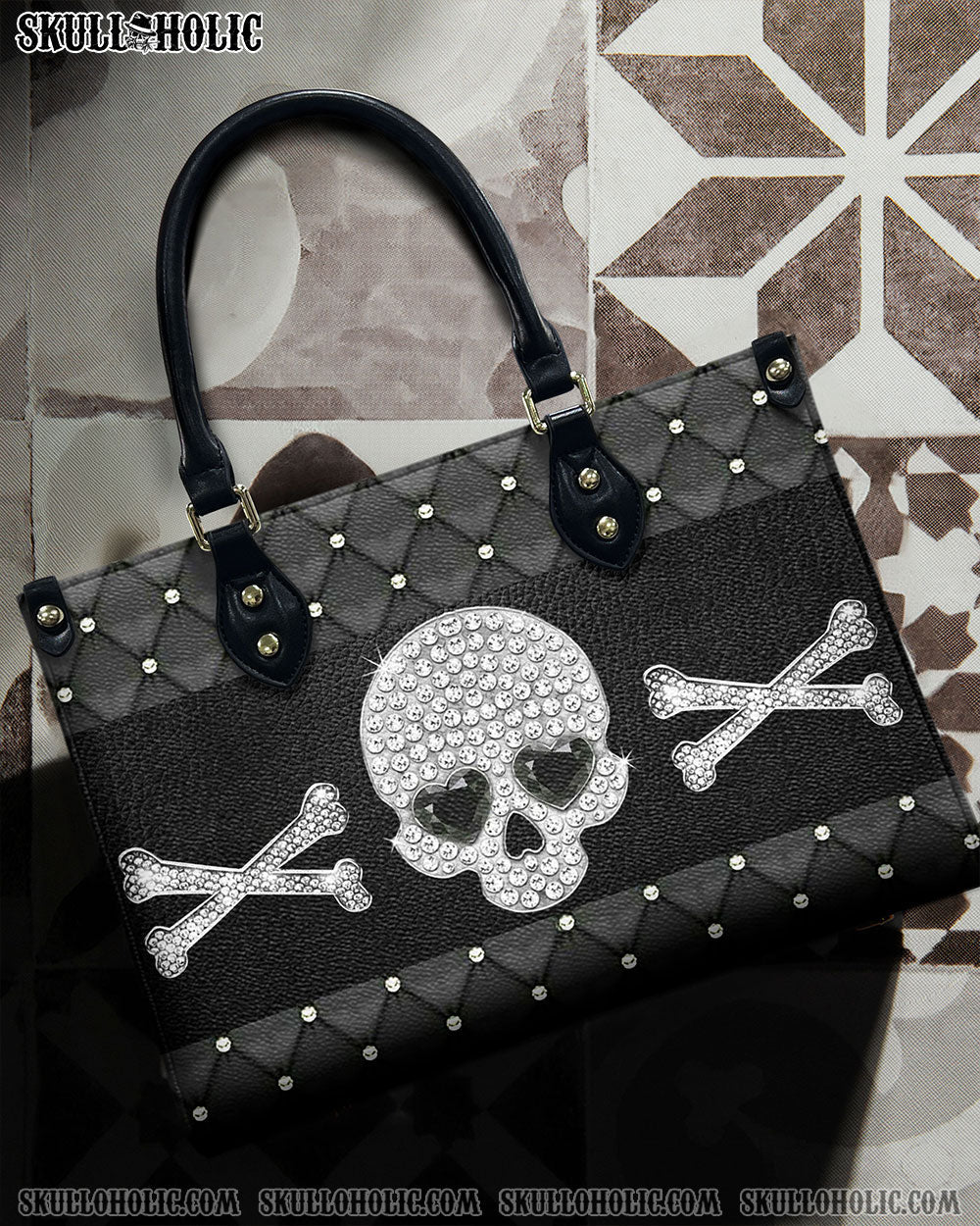 BLISSCORNERS DIAMOND SKULL LEATHER HANDBAG