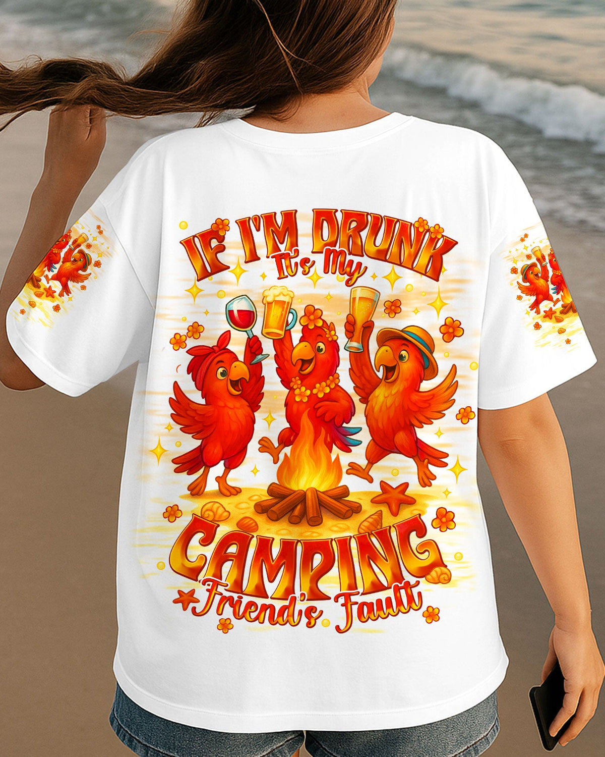 BLISSCORNERS IF I'M DRUNK IT'S MY CAMPING FRIEND'S FAULT PARROT ALL OVER PRINT