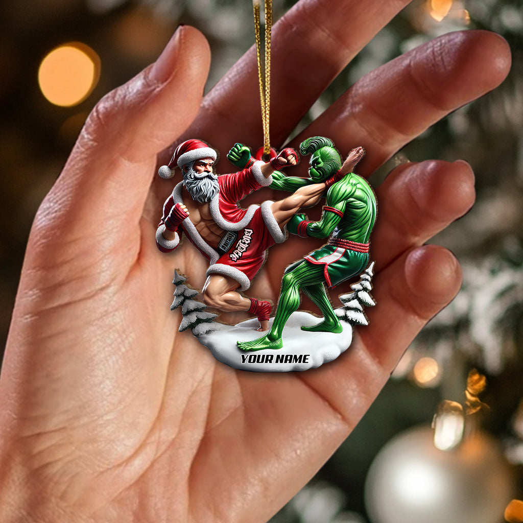 Blisscorners Custom Name Muay Thai Santa Ornament, Christmas Gift for Muay Thai Lover2D Flat LM2211