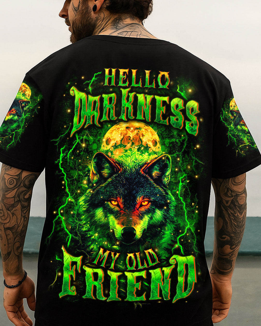 BLISSCORNERS HELLO DARKNESS MY OLD FRIEND WOLF ALL OVER PRINT