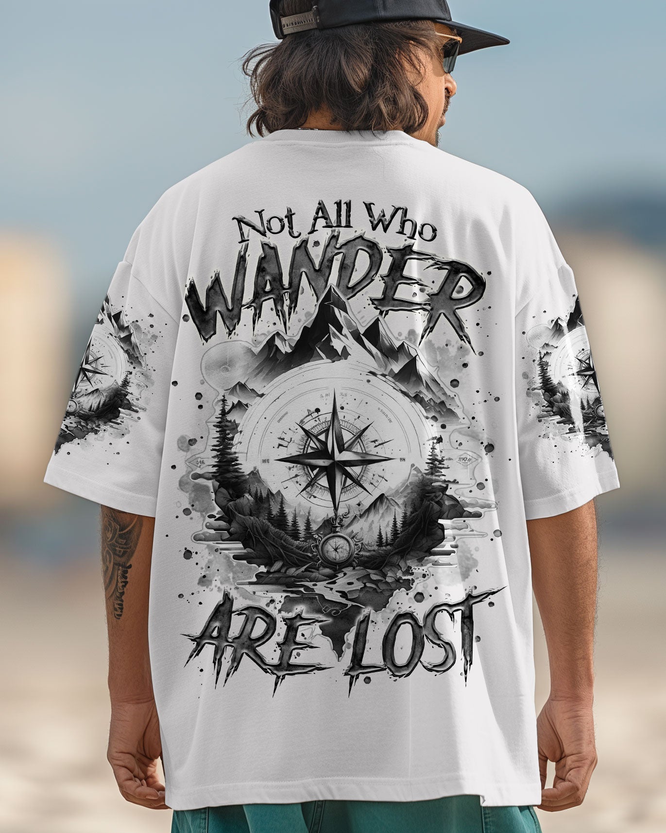 BLISSCORNERS NOT ALL WHO WANDER ARE LOST COMPASS ALL OVER PRINT