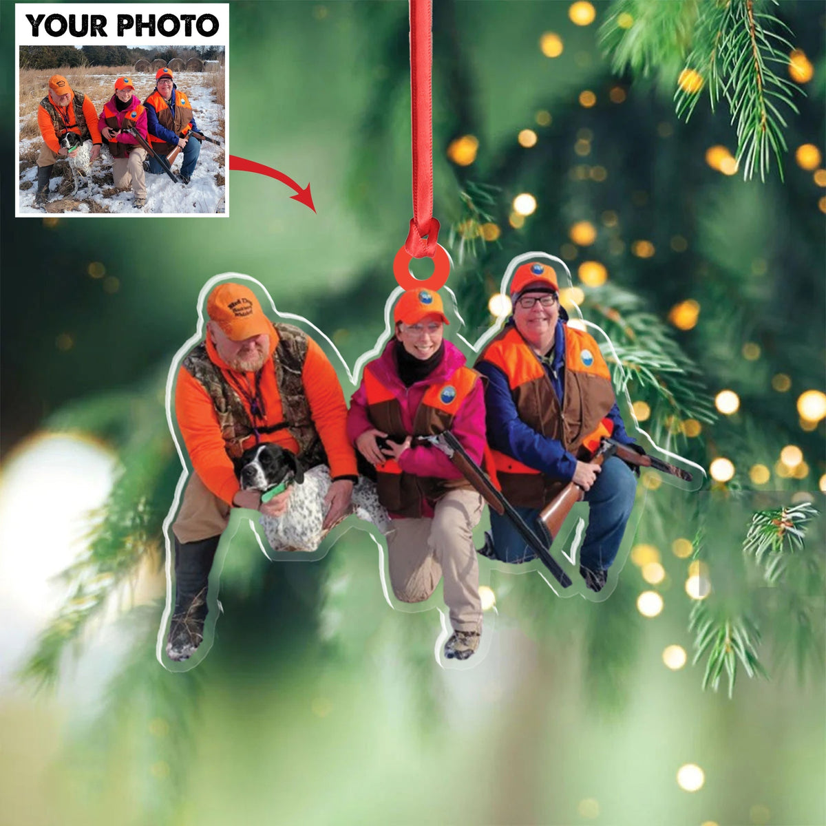 Blisscorners Personalized Hunting Acrylic Christmas Ornament Custom Photo Gift for Hunters & Outdoor Lovers LM0110