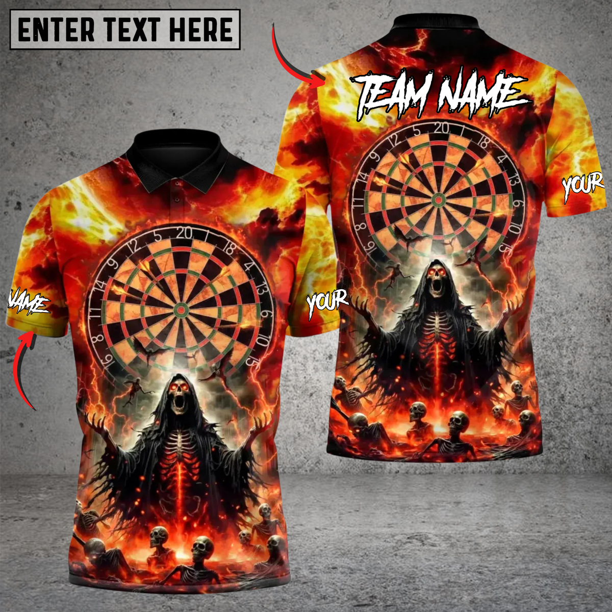 Blisscorners Darts Hellbound Darts Apocalypse Multicolor Customized Name, Team Name 3D Shirts