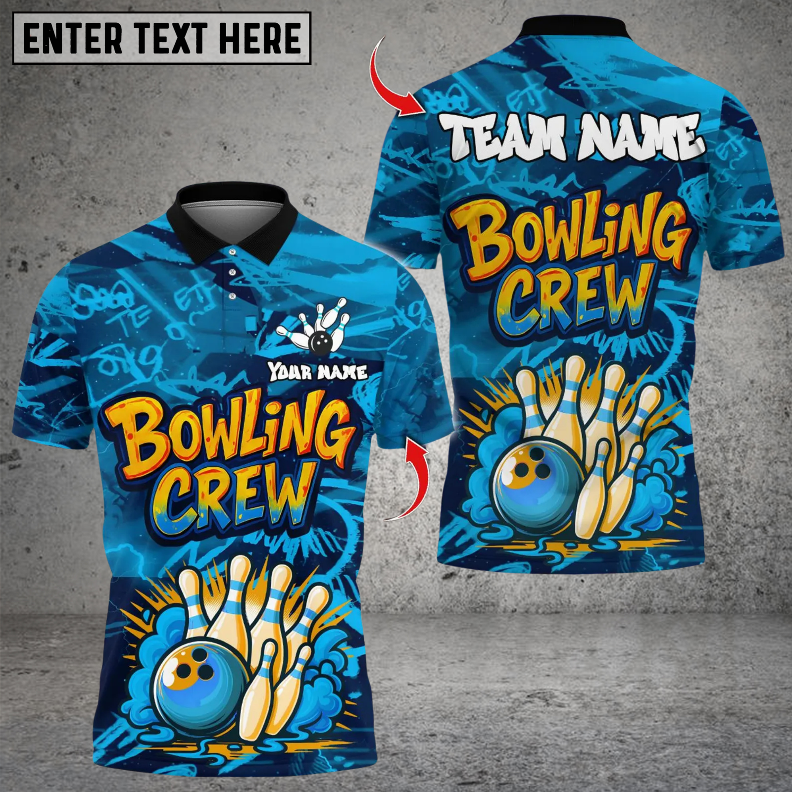 Blisscorners Spray Bowling Crew Multicolor Customized Name, Team Name 3D Shirts