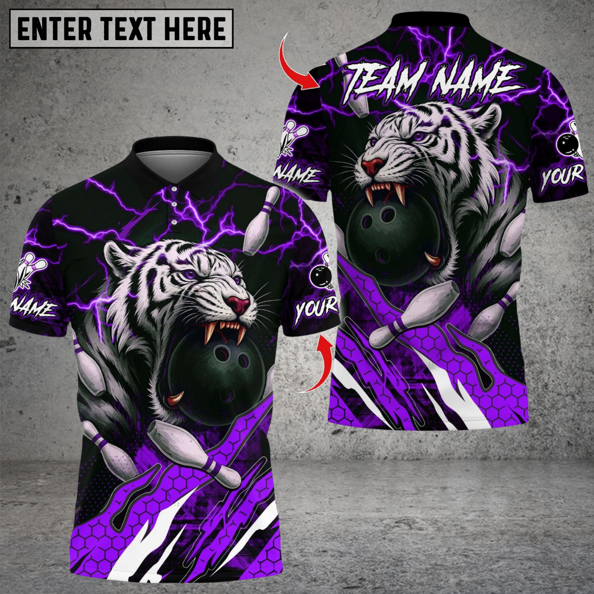 Blisscorners Bowling Tiger Lightning Multicolor Customized Name, Team Name 3D Shirts