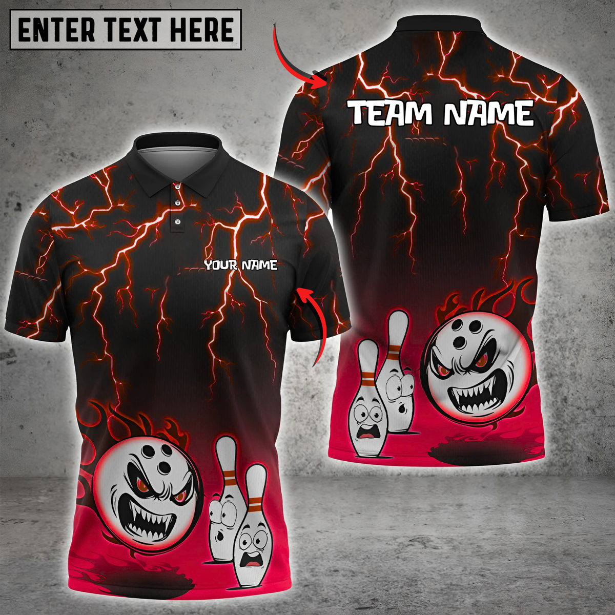 Blisscorners Bowling Flaming Angry Ball Multicolor Customized Name, Team Name 3D Shirts
