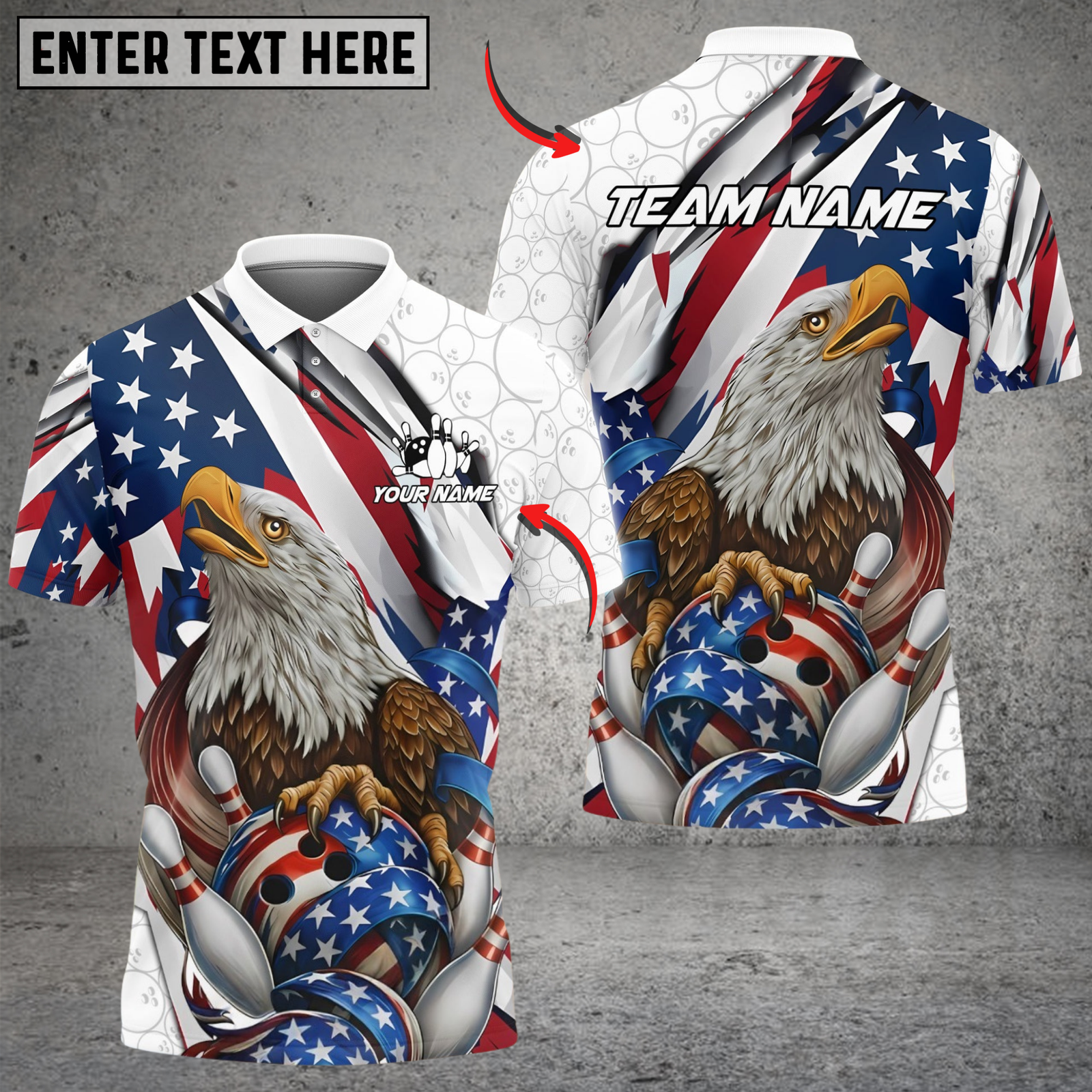 Blisscorners Bowling American Eagle Flag Patriot Personalized Name, Team Name 3D Shirt