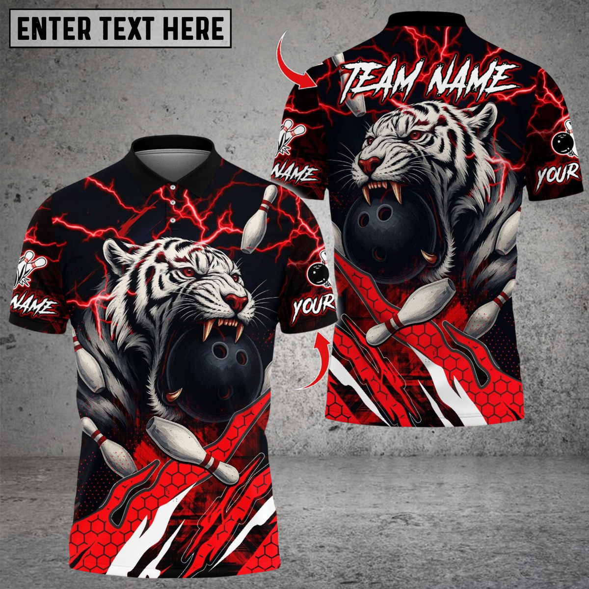 Blisscorners Bowling Tiger Lightning Multicolor Customized Name, Team Name 3D Shirts