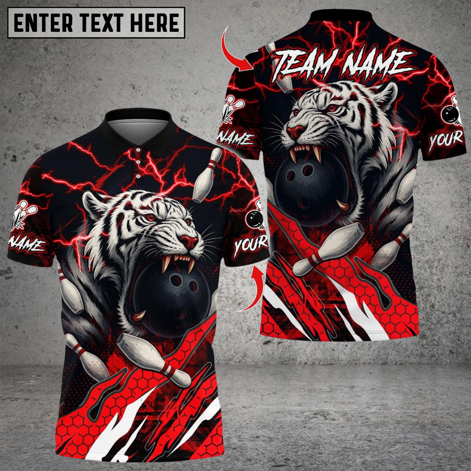 Blisscorners Bowling Tiger Lightning Multicolor Customized Name, Team Name 3D Shirts