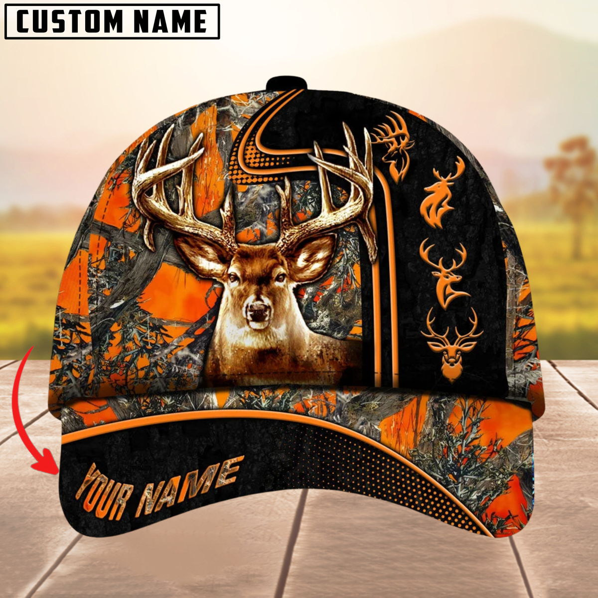 Blisscorners Beautiful Deer Hunting Version 2 Camouflage Pattern Multicolor Personalized Name 3D Cap