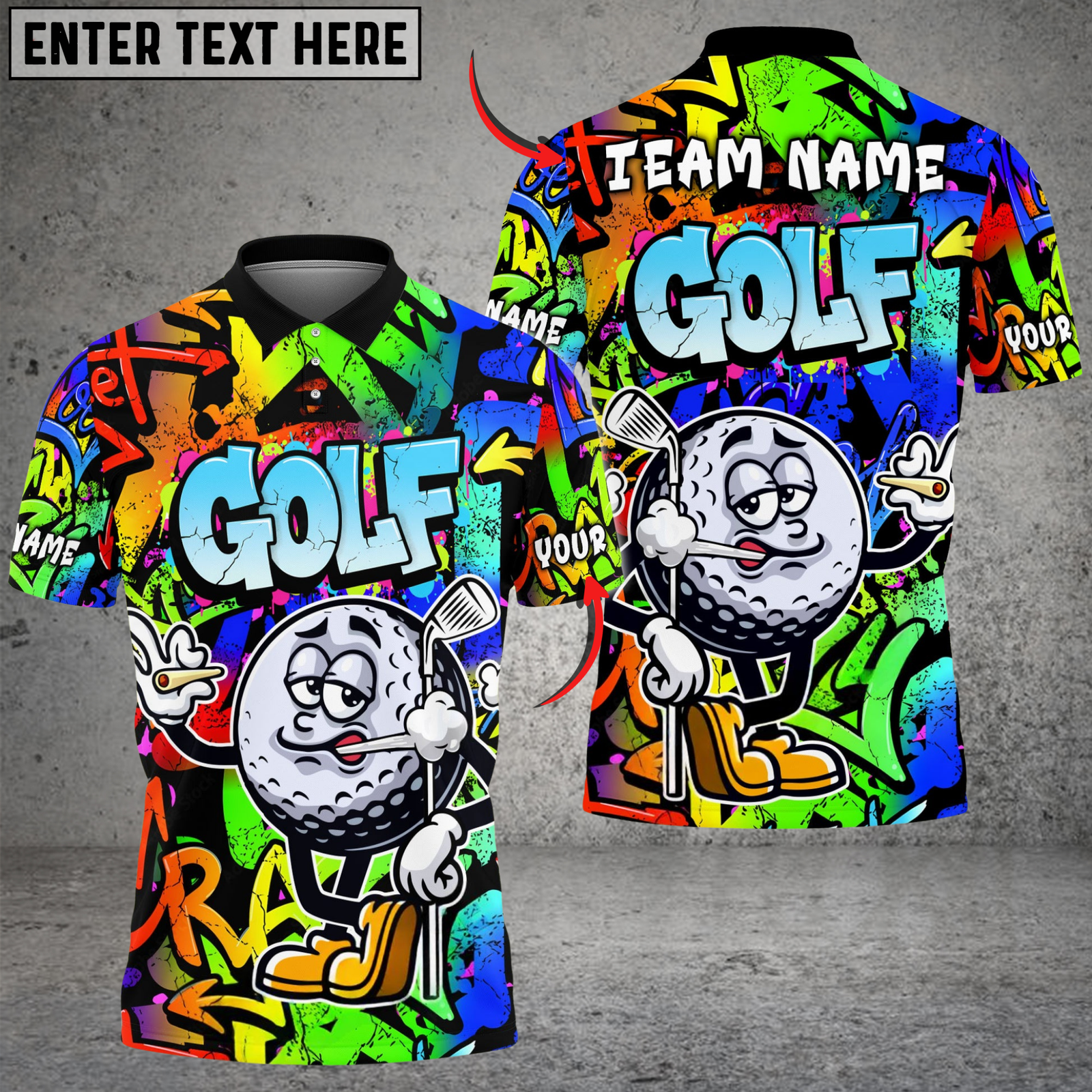 Blisscorners Crazy Swing Golf Polo Shirt, Customized Name & Team Name 3D Shirts (4 Colors)