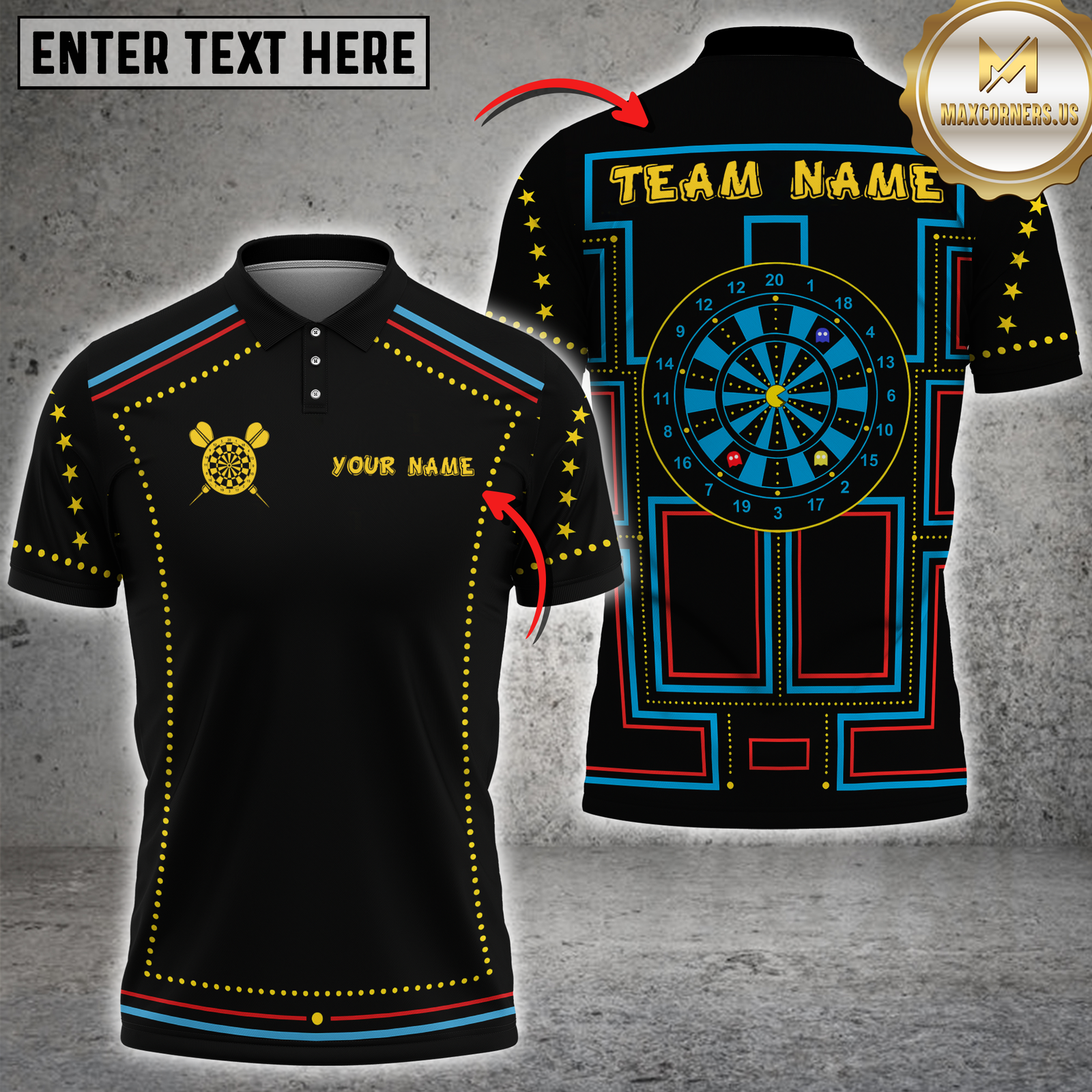 Blisscorners Darts Pacman Style Personalized Name 3D Unisex Shirt