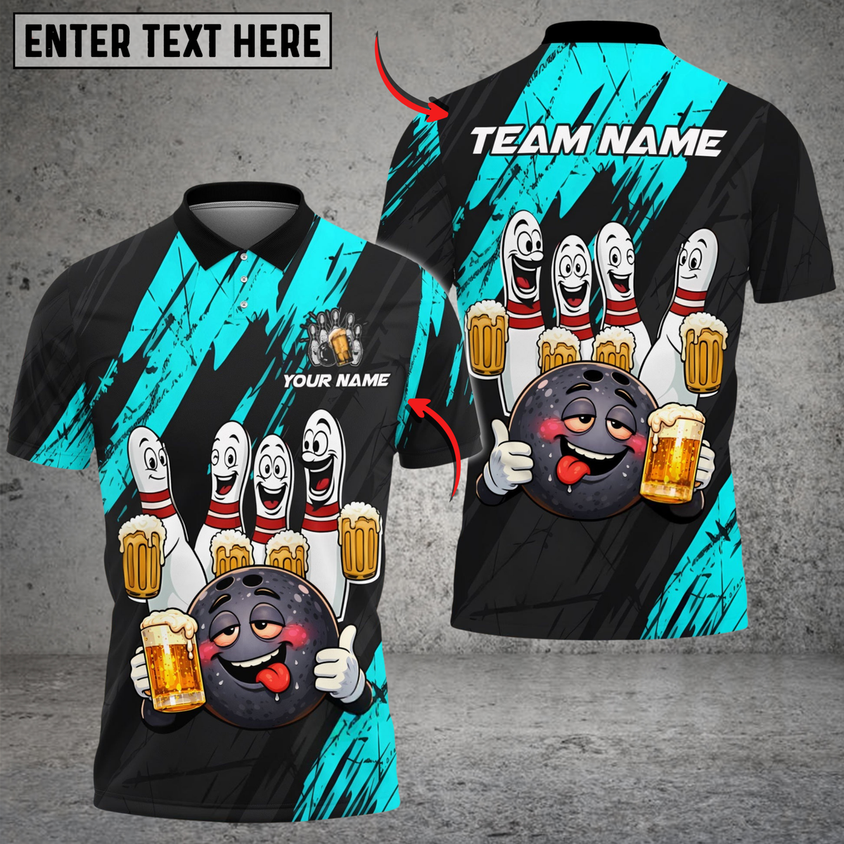 Blisscorners Bowling & Pins Funny Beer Drunk Gang Customized Name, Team Name 3D Shirt