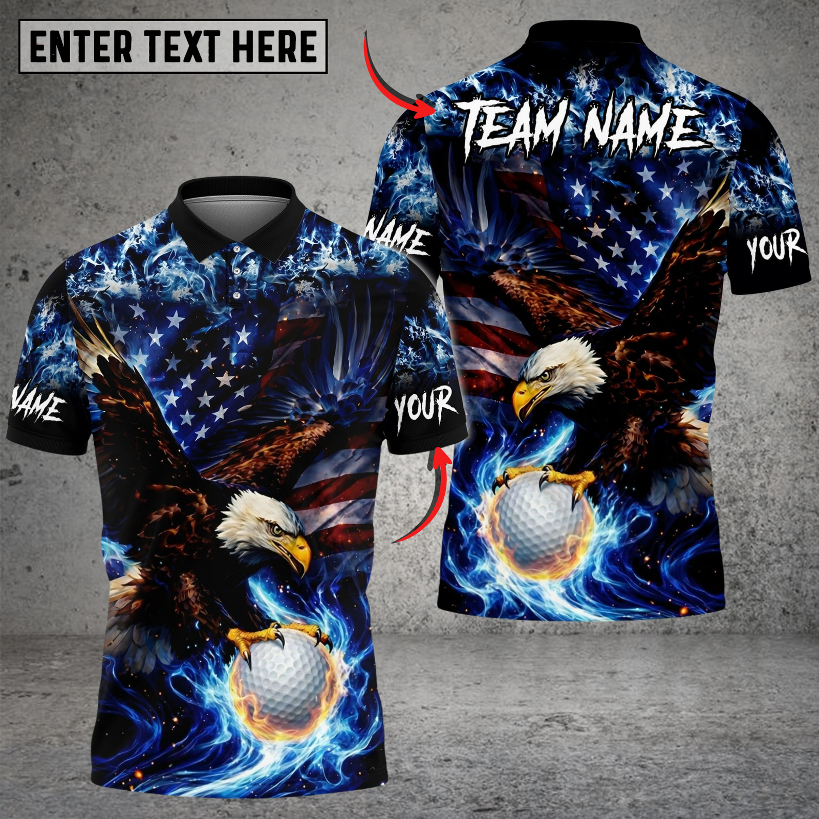 Blisscorners Patriot Eagle Power Golf Polo Shirt Customized Name, Team Name Shirts