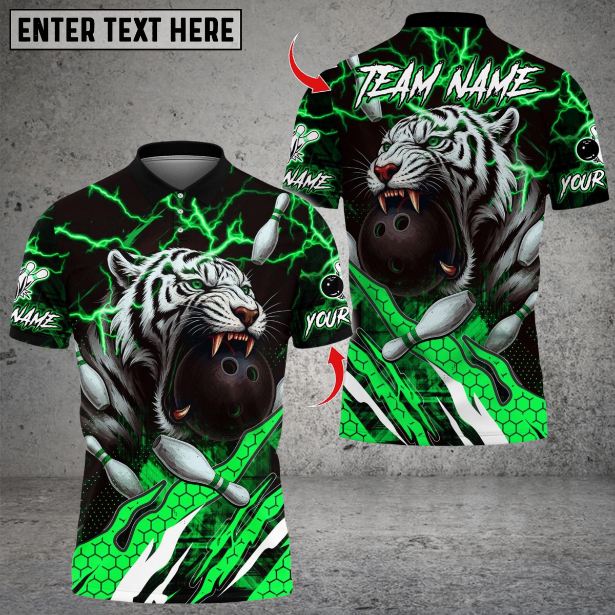 Blisscorners Bowling Tiger Lightning Multicolor Customized Name, Team Name 3D Shirts