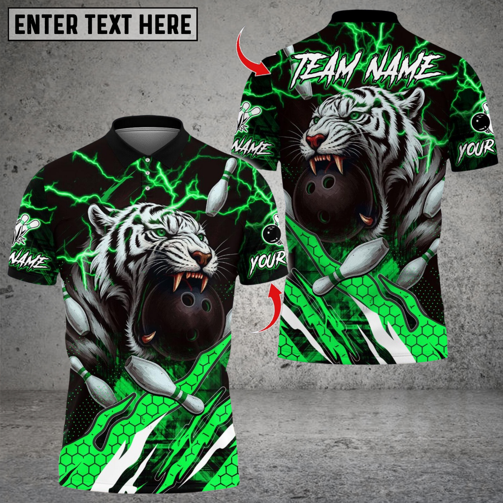 Blisscorners Bowling Tiger Lightning Multicolor Customized Name, Team Name 3D Shirts