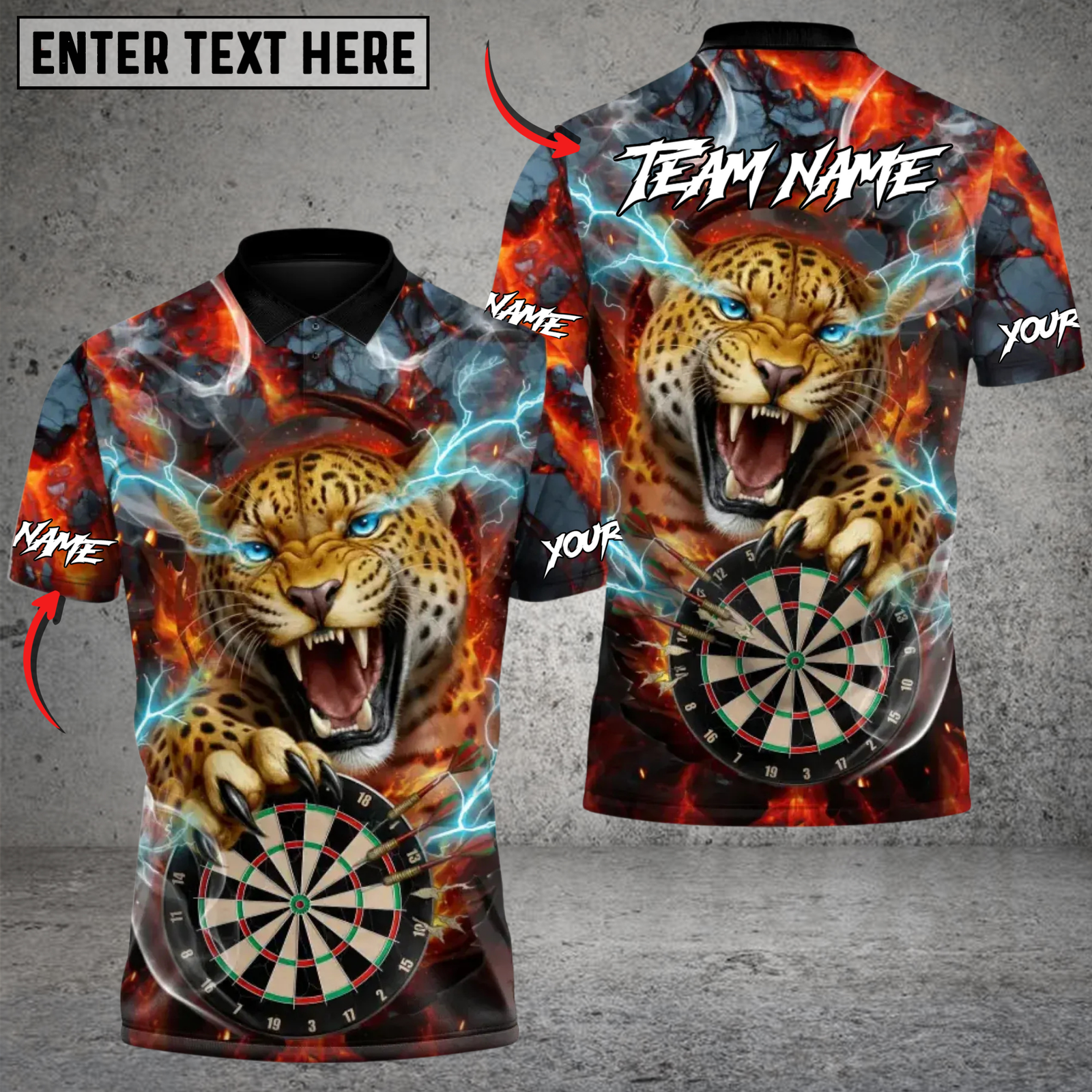 Blisscorners Darts Thunder Leopard Fury Multicolor Customized Name, Team Name 3D Shirts