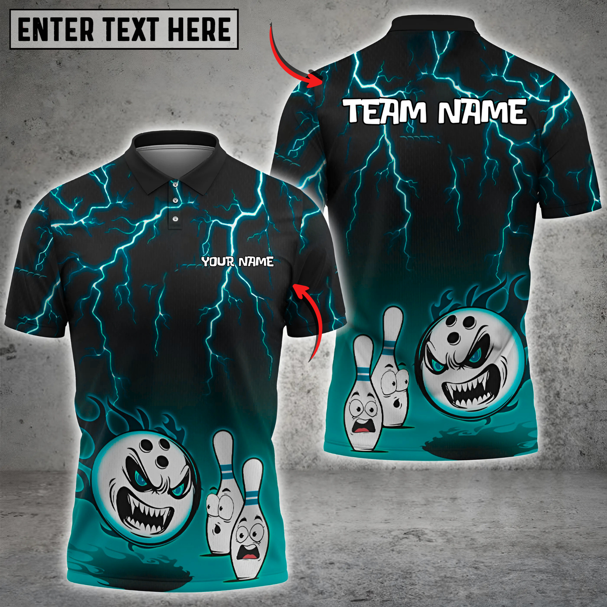 Blisscorners Bowling Flaming Angry Ball Multicolor Customized Name, Team Name 3D Shirts