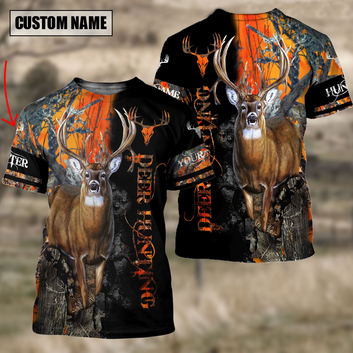 Blisscorners Customized name Deer Hunting 3 3D Design All Over Printed