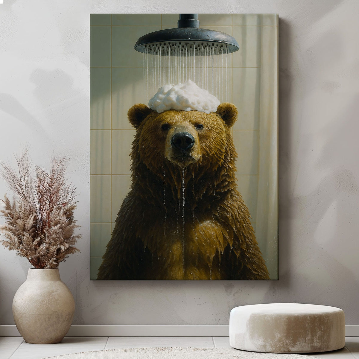 Blisscorners Funny Bear Shower Wall Art Cute Bear Bathroom Decor LM2611